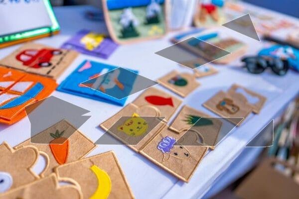 Image of a colorful craft and puzzle set for children