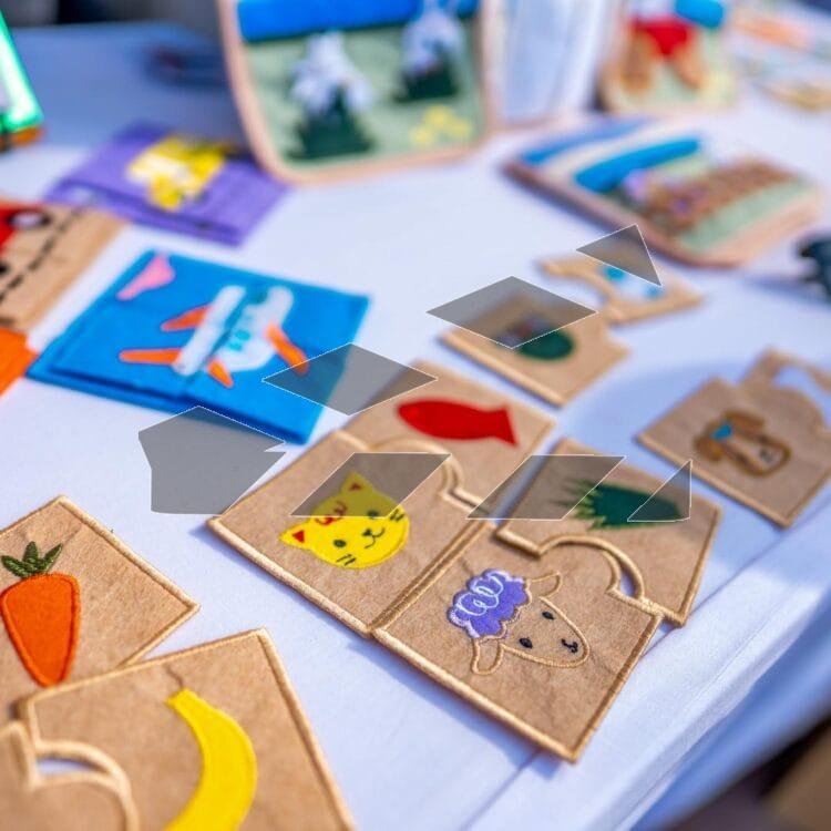 Image of a colorful craft and puzzle set for children