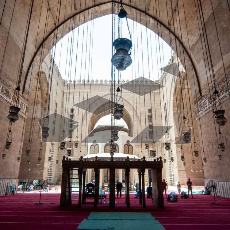 An interior view of the Sultan Hassan Mosque