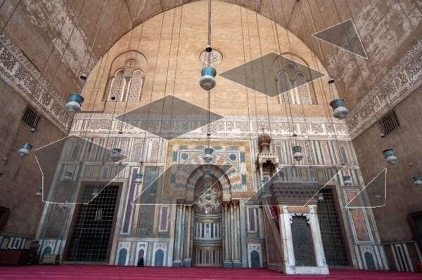 An interior view of the Sultan Hassan Mosque