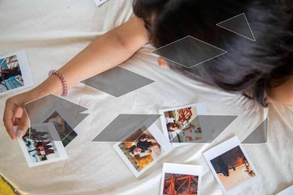 A girl is looking at her personal photos