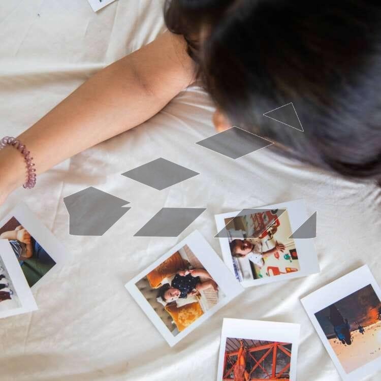 A girl is looking at her personal photos
