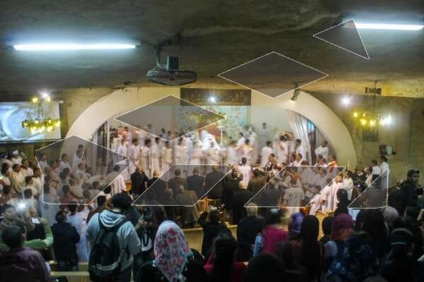 Coptic Christian Ceremony Inside a Church in Egypt
