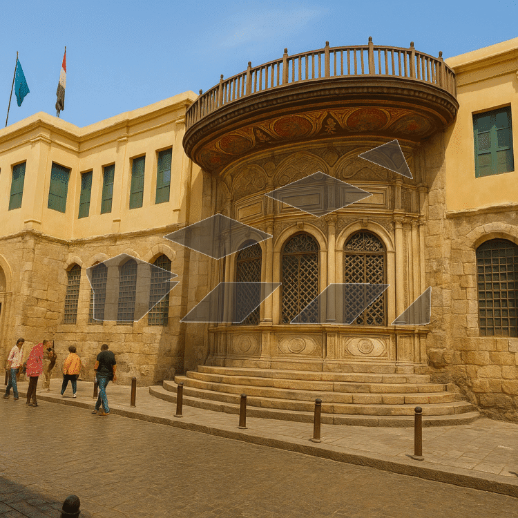 Generated An impressive display of architectural heritage along Al-Muizz Street in Cairo – Daylight with People AI