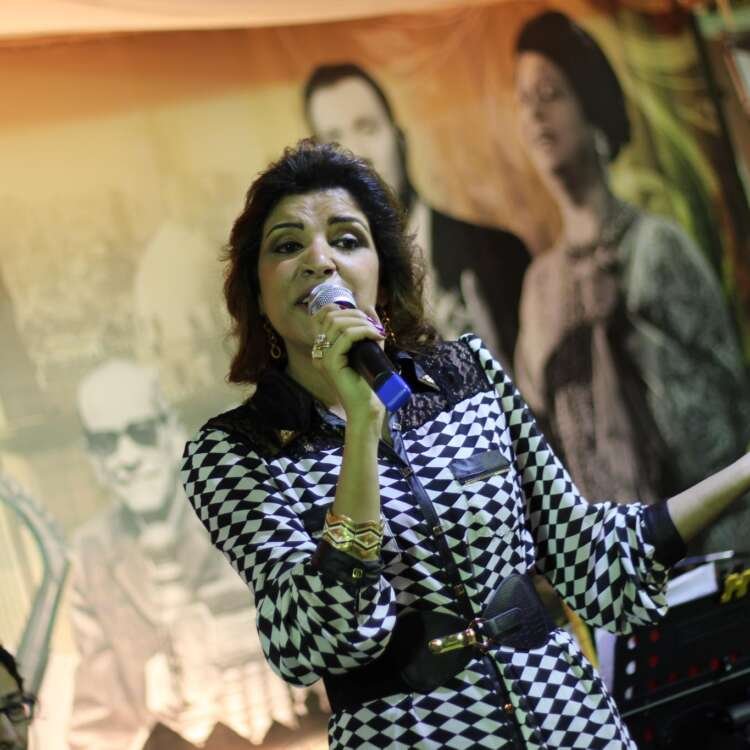 Female Singer Performing in a Ramadan Tent – Musical Night in Cairo