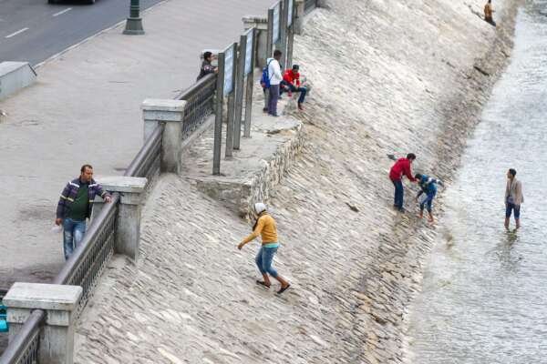 People by the Nile Corniche in Cairo