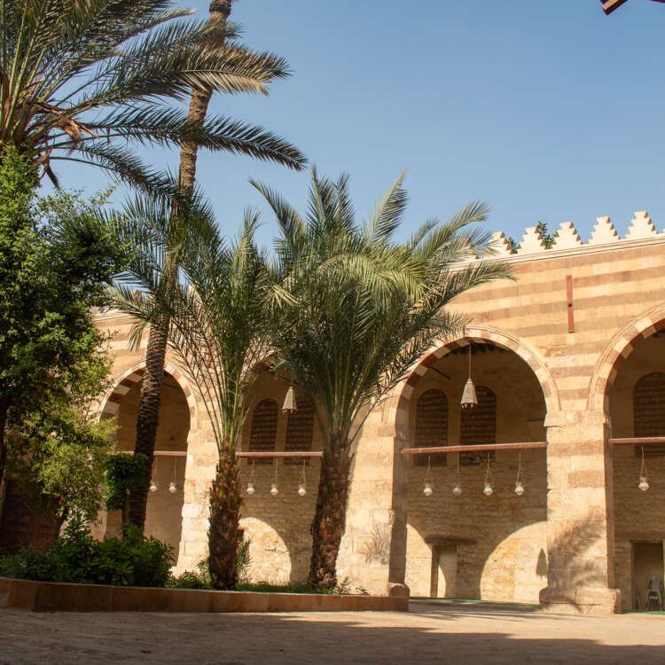 Side View of the Blue Mosque (Amir Aqsunqur Mosque) in Cairo