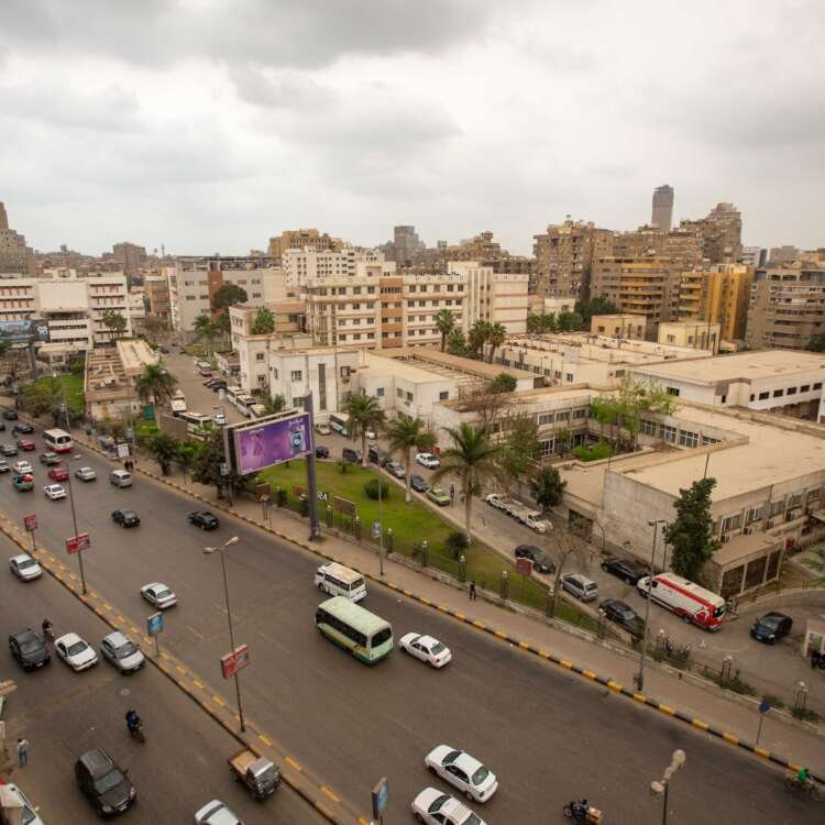 Aerial View of a Busy Street in Cairo