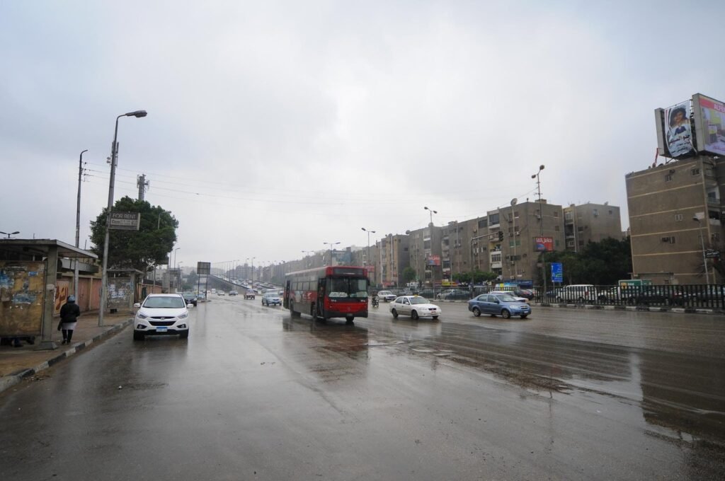 A rainy day in the streets of Nasr City, Cairo, taken in 2015
