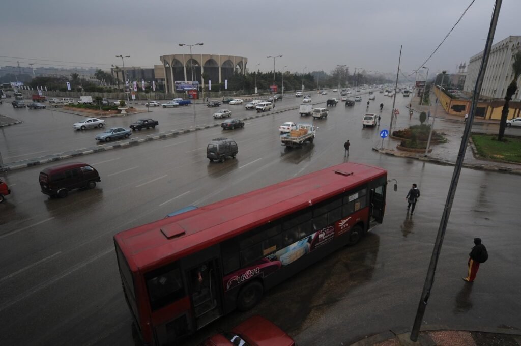 
									City Bus in the Rain in Cairo