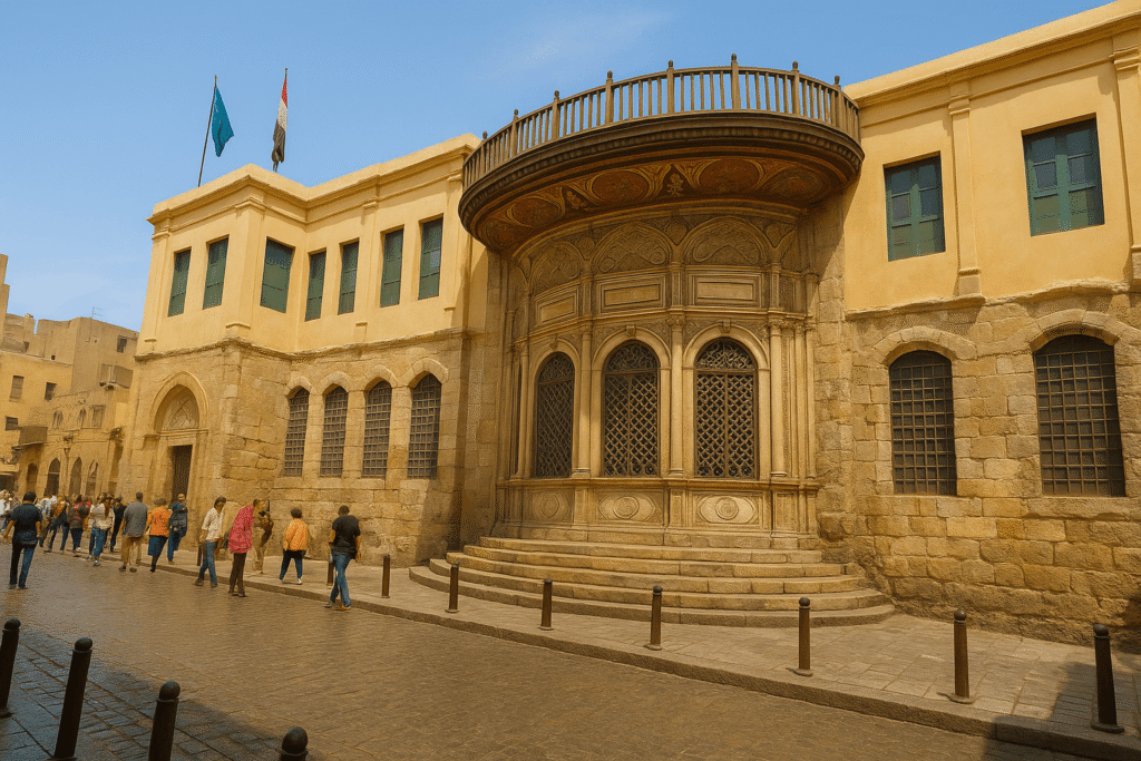 Generated An impressive display of architectural heritage along Al-Muizz Street in Cairo – Daylight with People AI