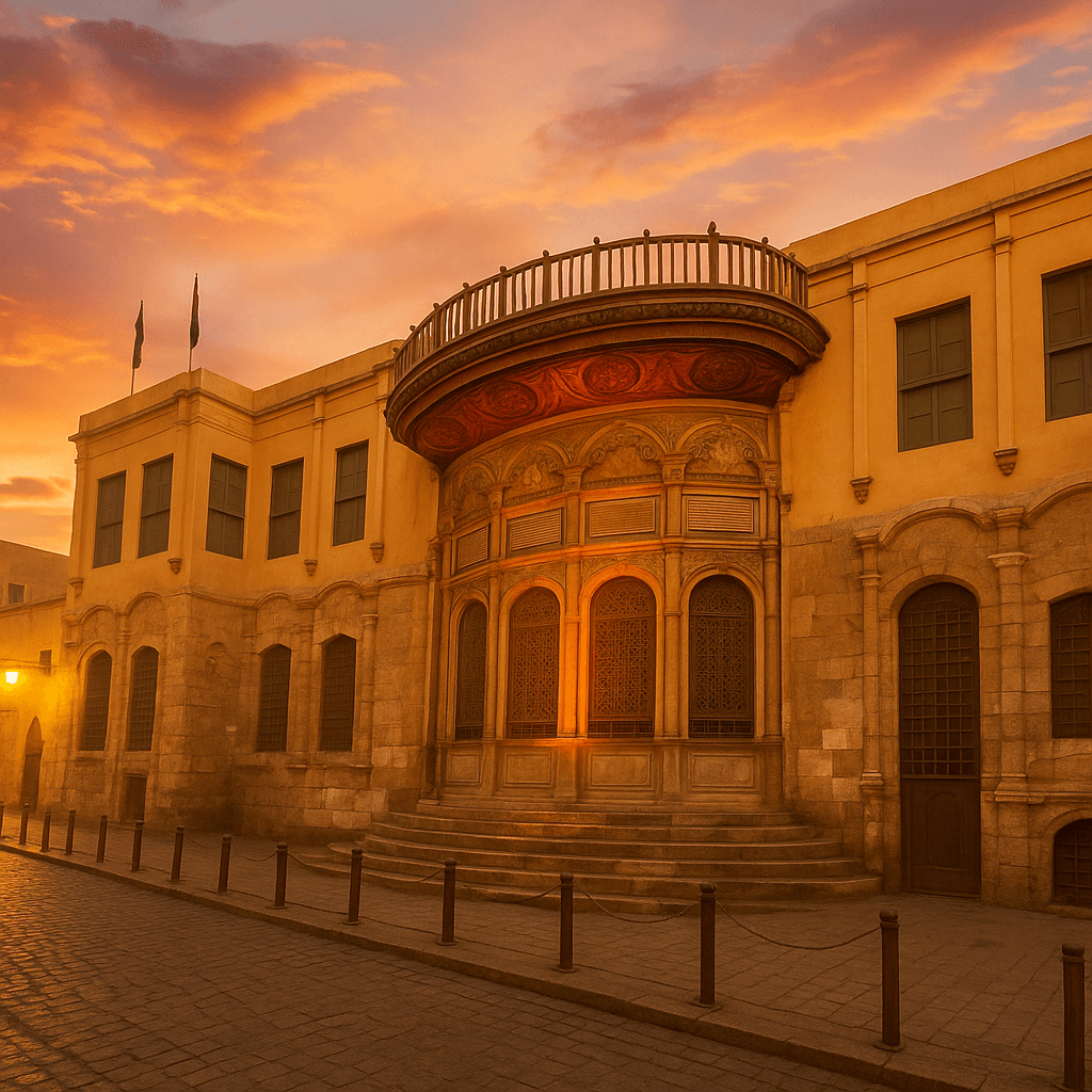 
									An impressive display of architectural heritage along Al-Muizz Street in Cairo – Empty Sunset AI