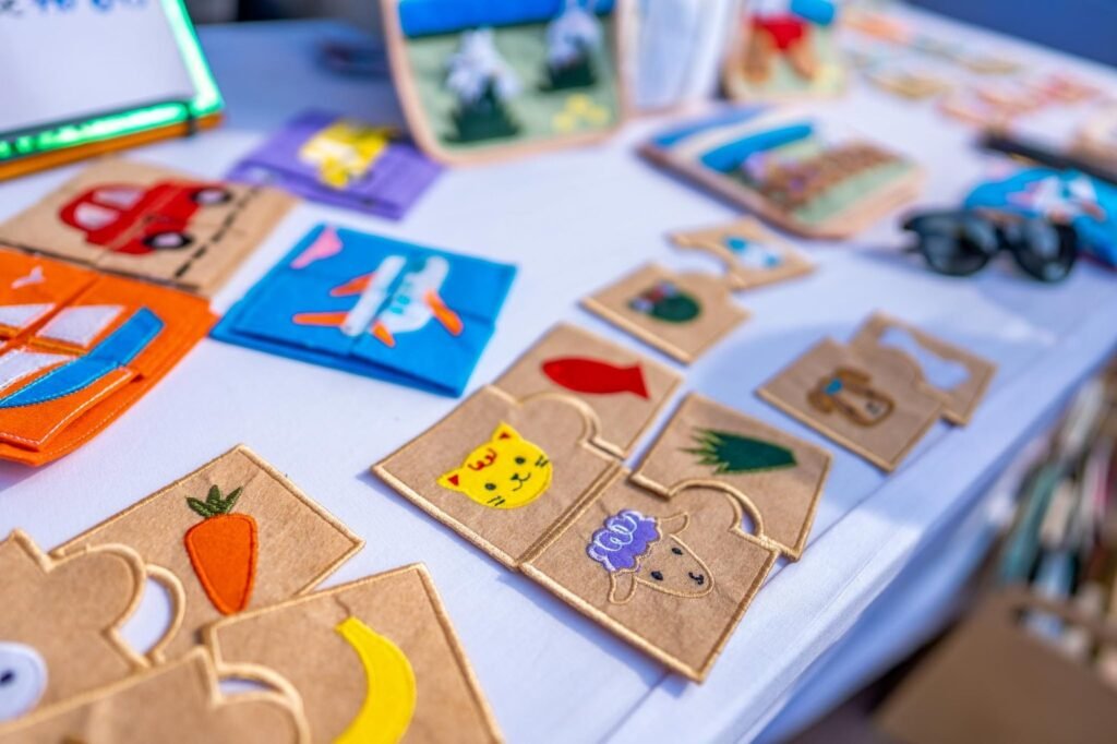 Image of a colorful craft and puzzle set for children