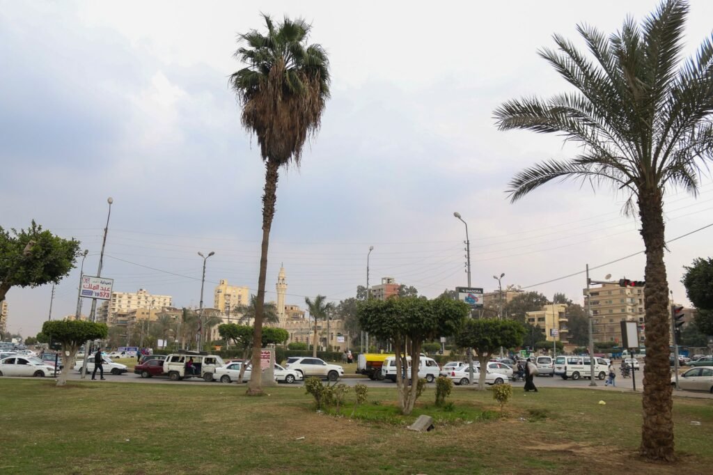Traffic at a Busy Intersection, Cairo under Cloudy Sky -4