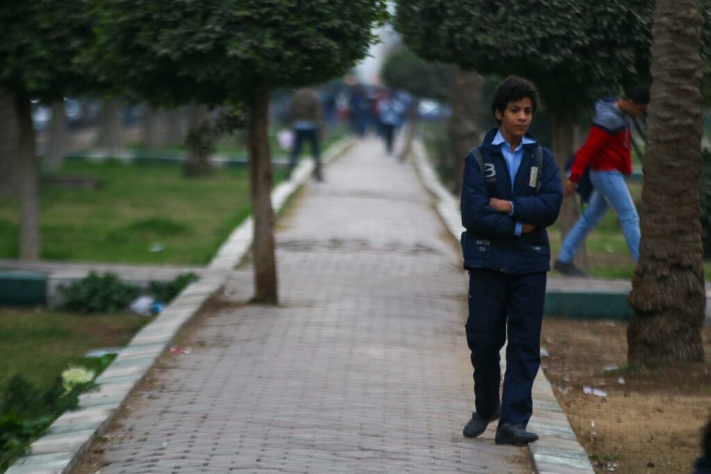 Schoolboy Walking to Class in Heliopolis, Cairo