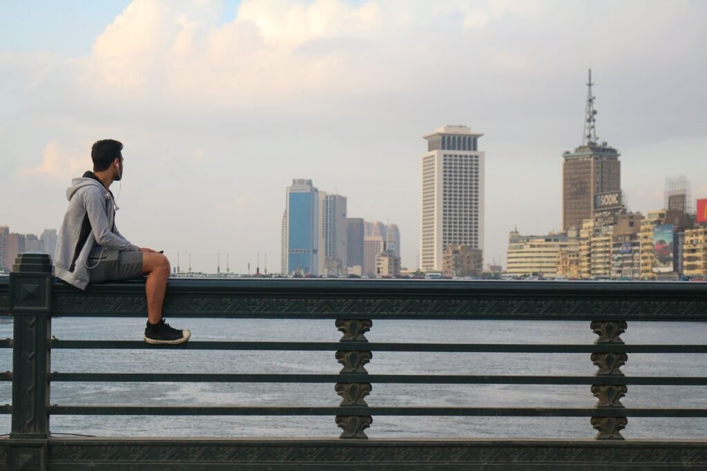 Man on Bridge Railing – Cairo Winter 2017