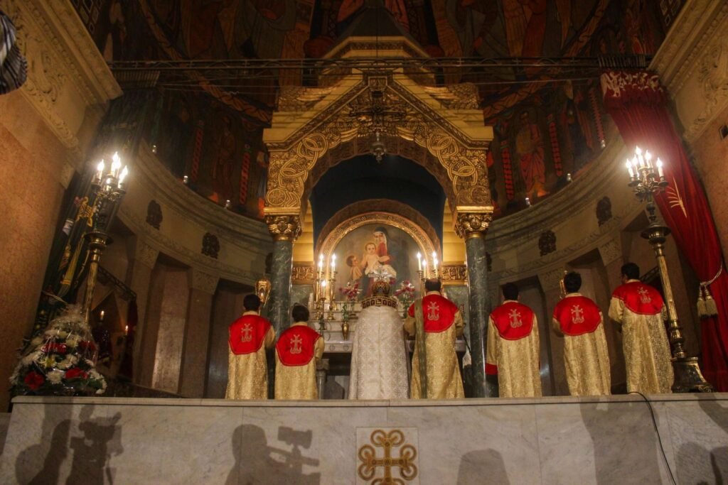 Coptic Christian Ceremony Inside a Church in Egypt