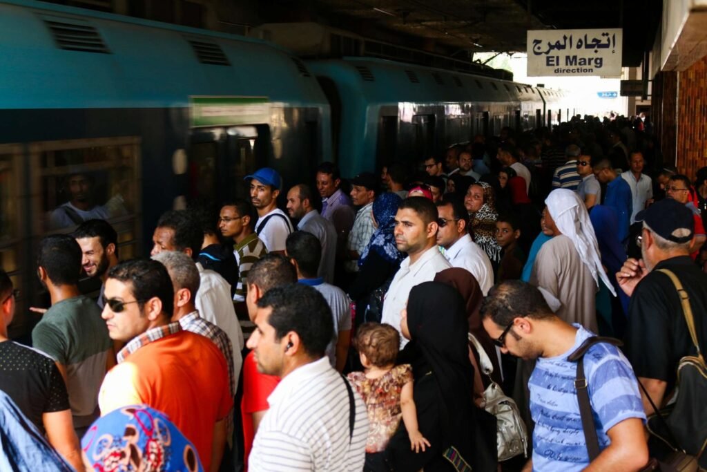Crowded Metro Platform in Cairo