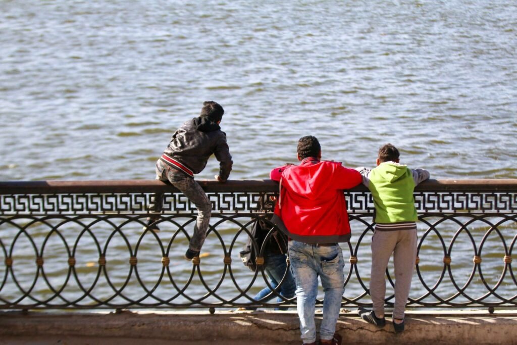 Children on Qasr El Nil Bridge During Eid al-Fitr
