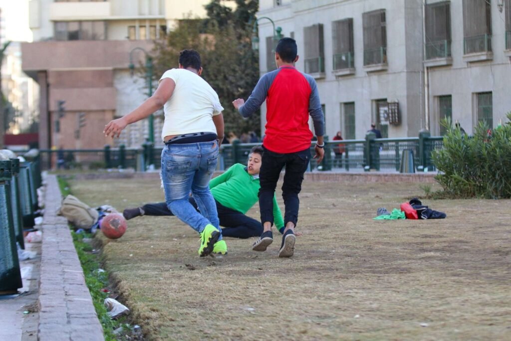 Boys Playing Football in Tahrir Square, Cairo