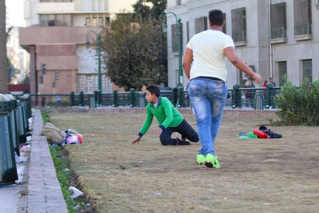 Boys Playing Football in Tahrir Square, Cairo