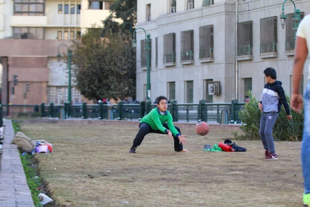 Boys Playing Football in Tahrir Square, Cairo