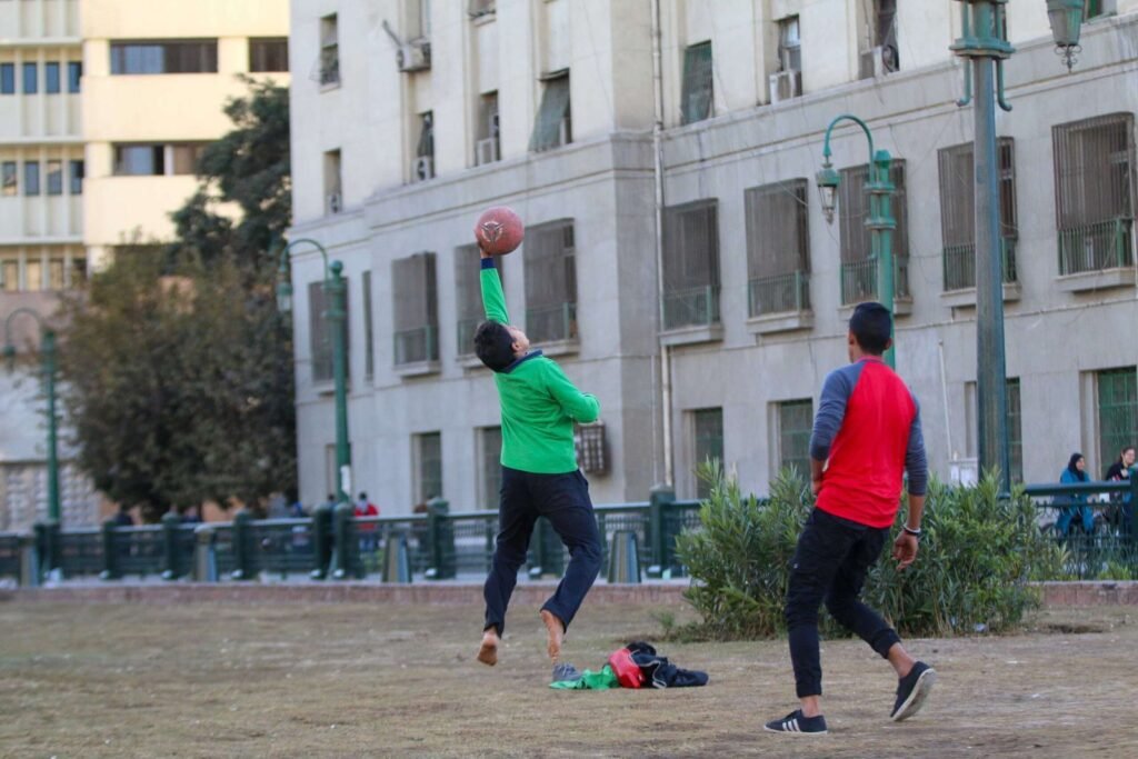 Boys Playing Football in Tahrir Square, Cairo