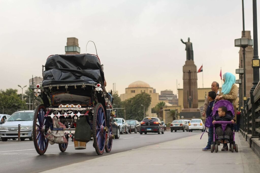 Horse-Drawn Carriage on Qasr El Nil Bridge in Cairo