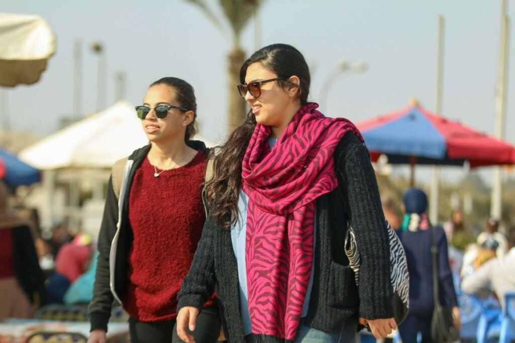 Girls Walking at Cairo International Book Fair 2017