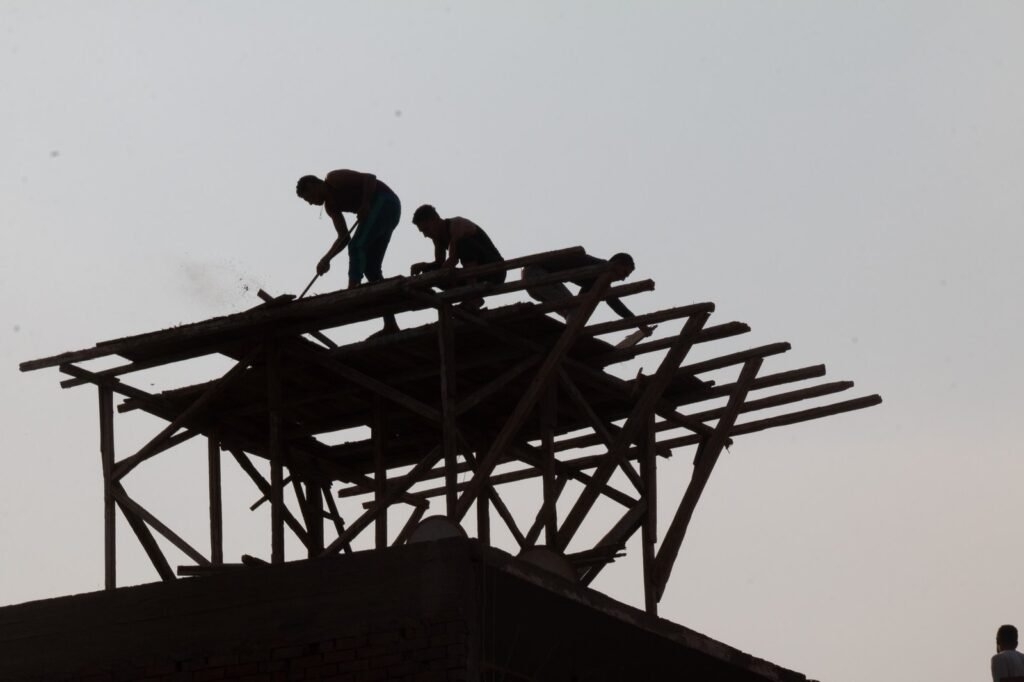 Workers Building Wooden Structure – Cairo, Egypt