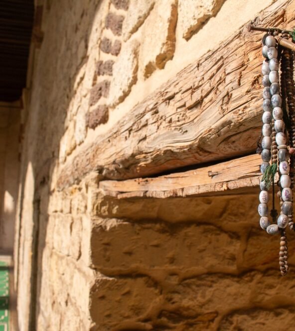 Hanging Prayer Beads Inside the Blue Mosque in Cairo