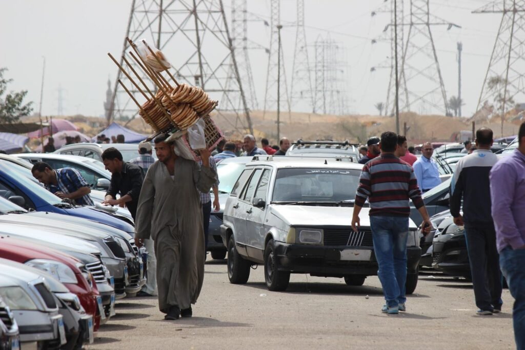 Street Vendors at the Car Market in Nasr City – Urban Scene from Cairo