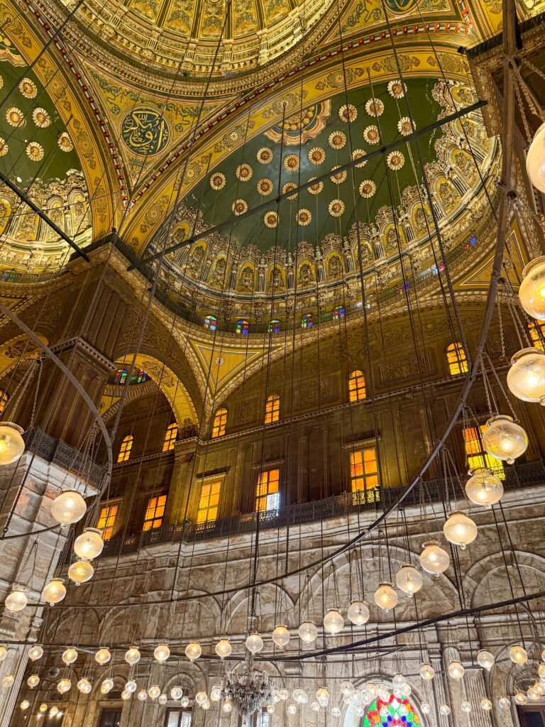 Decorated Ceiling and Chandeliers of Muhammad Ali Mosque 2