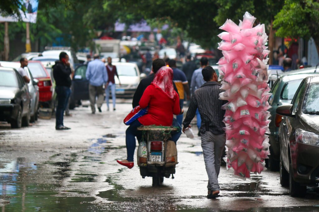 Street Vendor Selling Cotton Candy in Cairo, Egypt