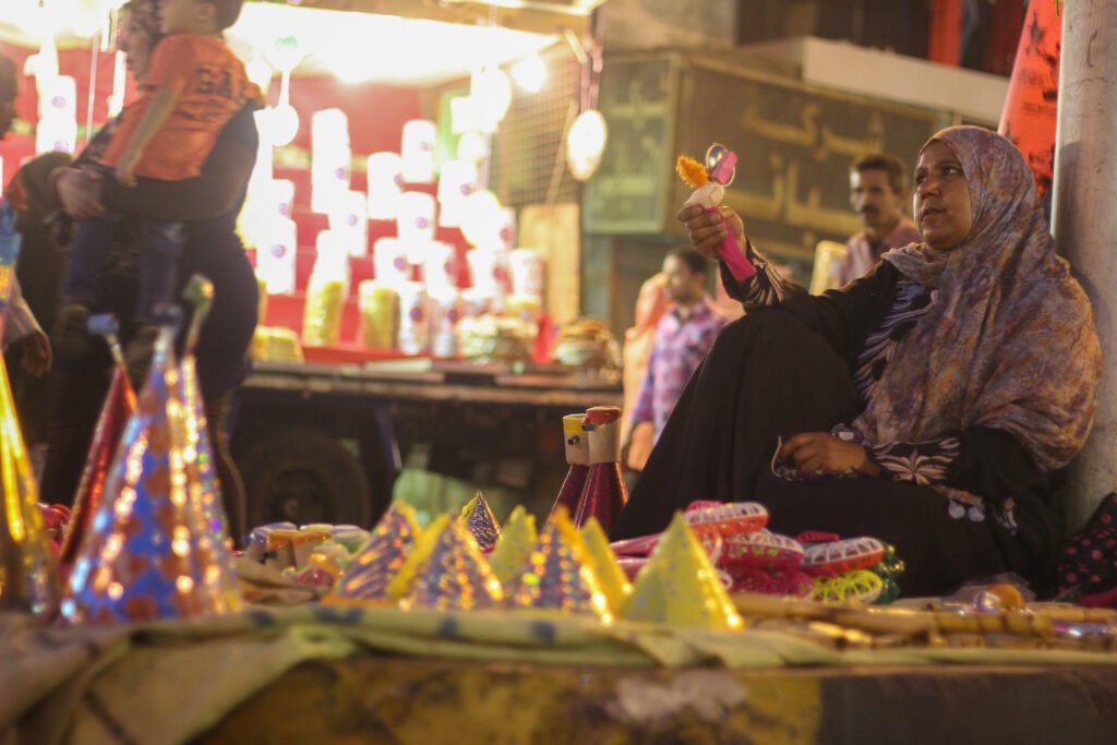 Woman Selling Children’s Toys on the Street in Cairo, Egypt